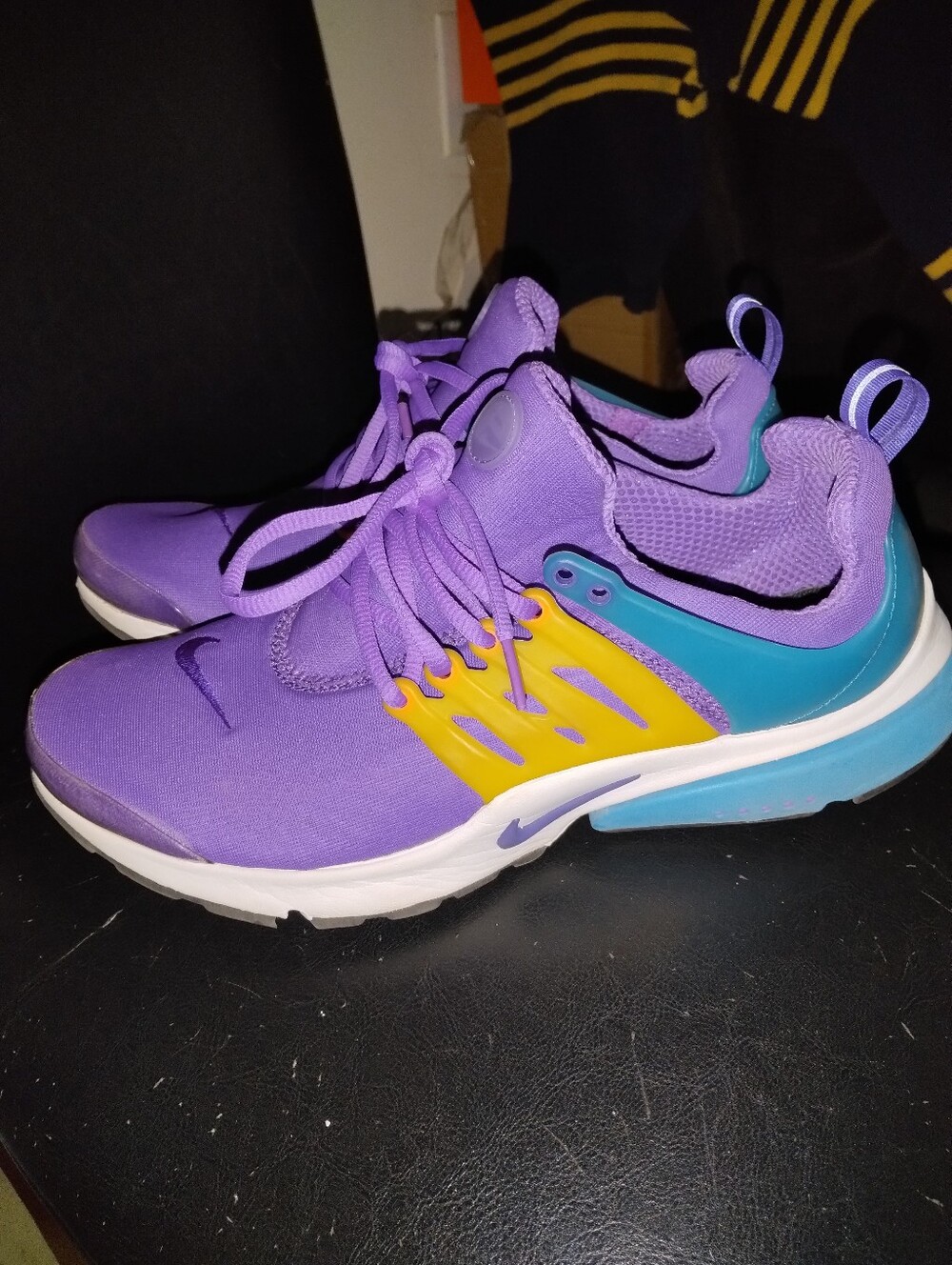 Nike Air Presto Purple and Yellow Athletic Sneakers - Picture 2 of 6